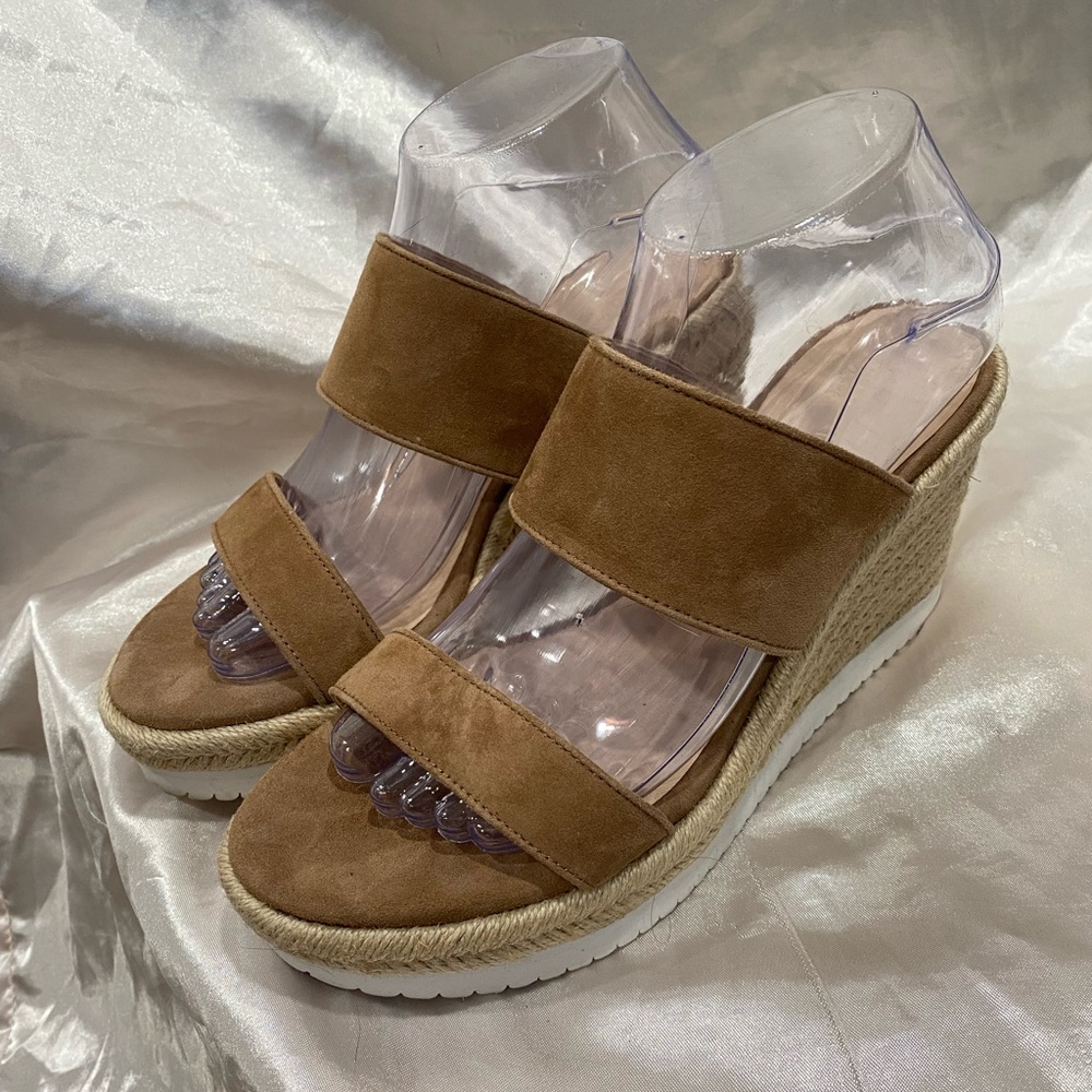 Stuart Weitzman Brown Suede Wedge Sandals Espadrilles